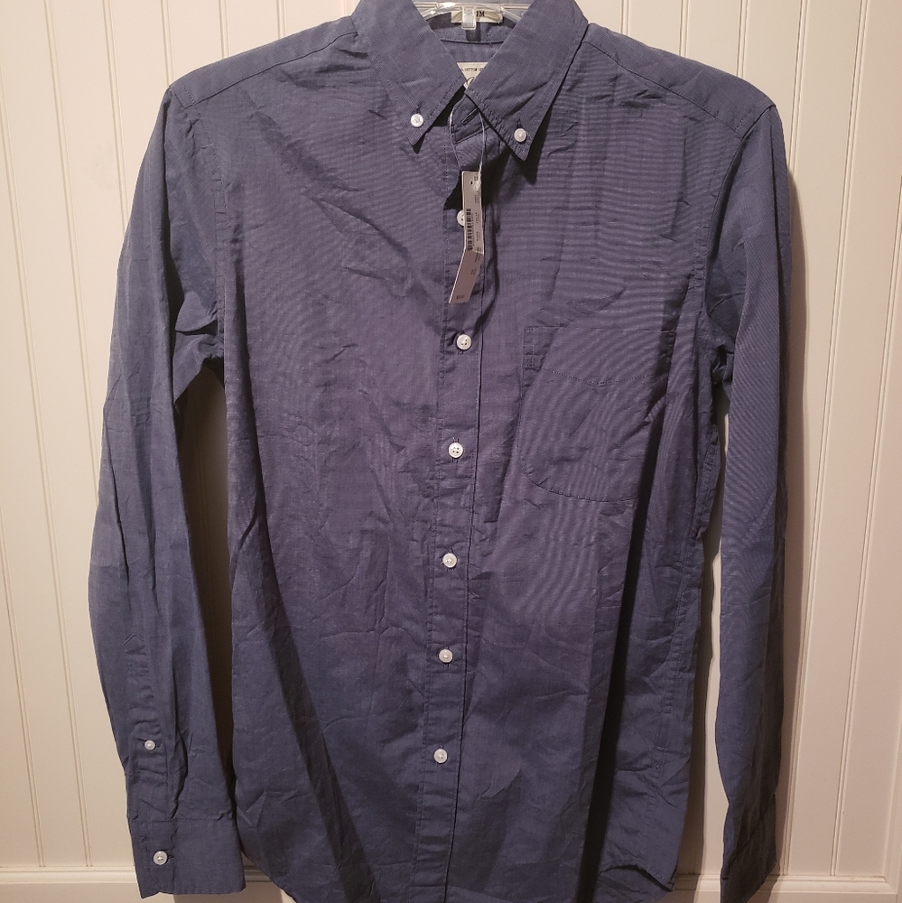 Jcrew button down navy thin stripe long sleeve